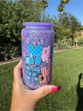 Mama stitch snow globe tumbler 16oz
